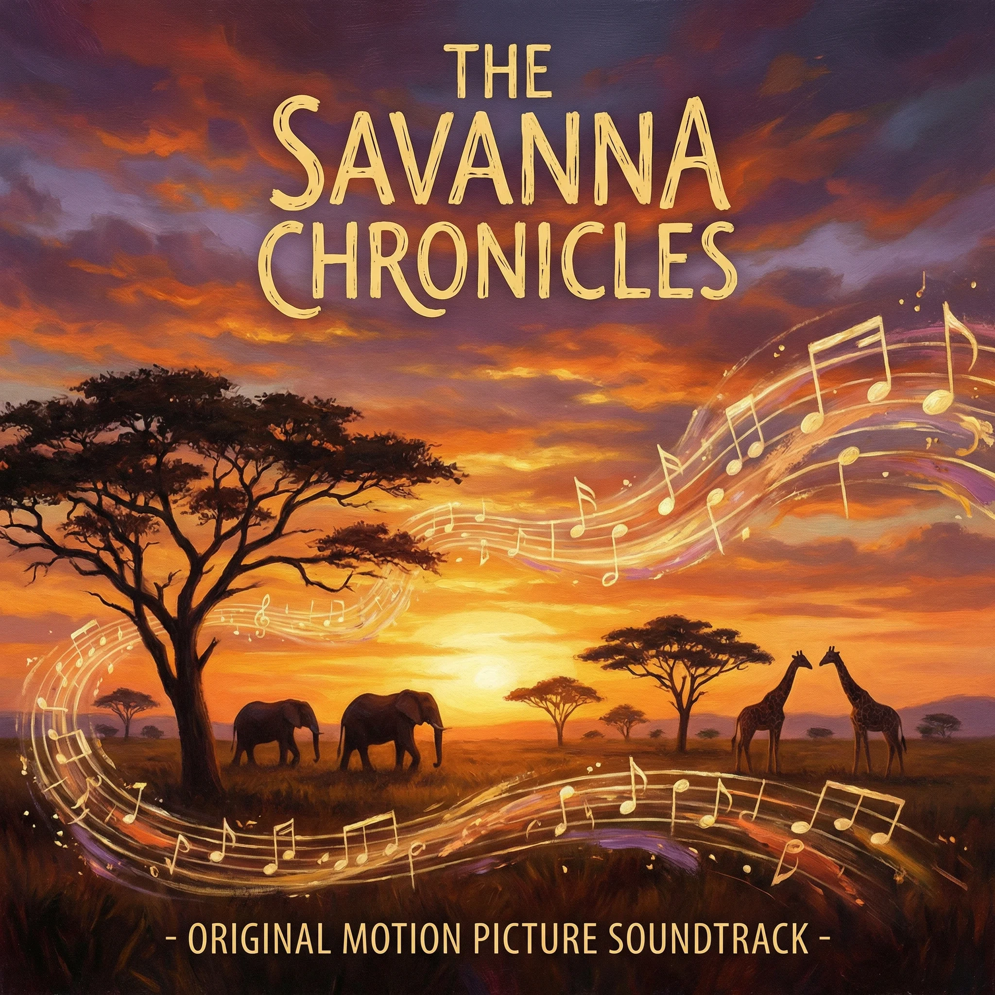 狮子王电影原声带专辑封面，非洲草原日落音乐主题
